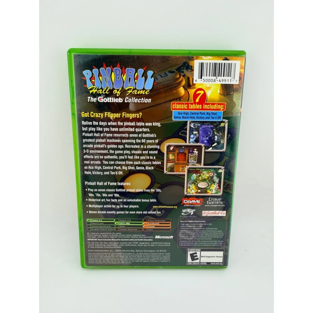 Pinball‎ Hall of Fame The Gottlieb Collection Microsoft Xbox 2004 CIB Complete